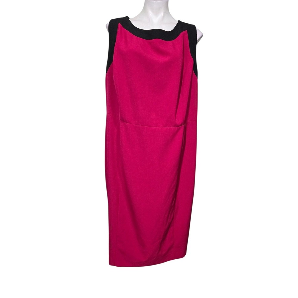 Kasper Womens Pink Black Trim Sleeveless Sheath Career Dress 24W